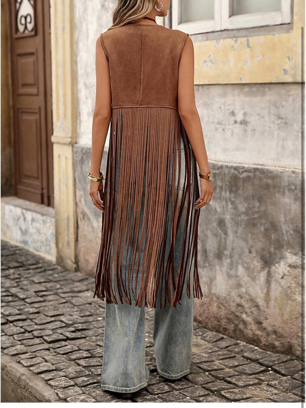 Brown Fringe Suede Vest boho cardigan festival - Picture 4 of 4